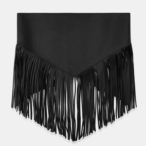 ZARA 100% LEATHER FRINGE SCARF BELT
BLACK